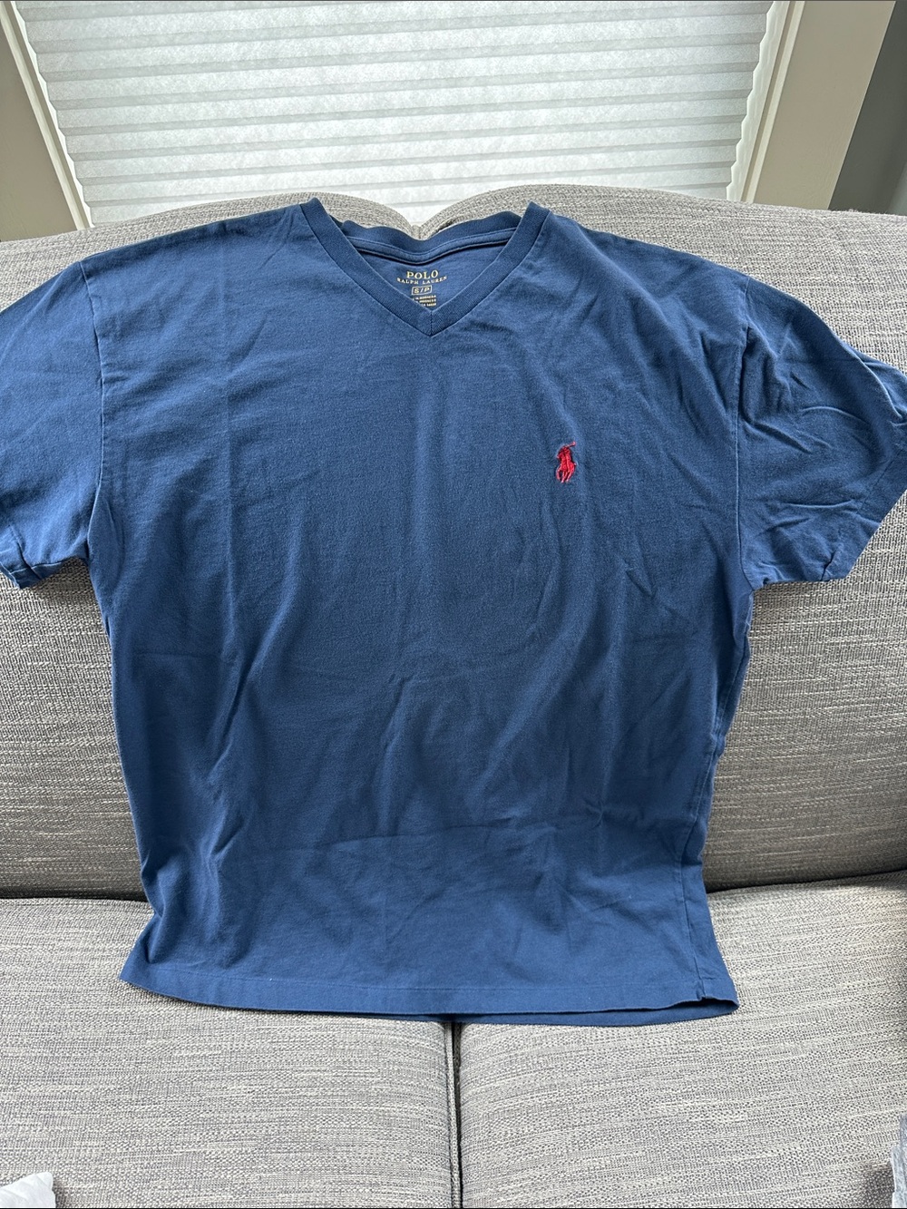 Polo by Ralph Lauren Navy V-Neck Tee with Red Pony Logo